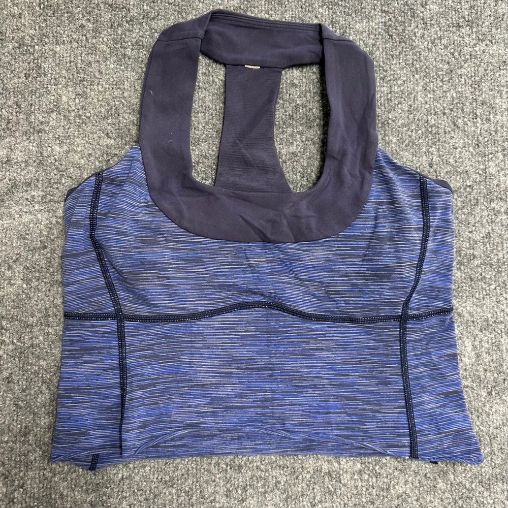 Lululemon Tank Top Womens Size 6 Blue Space Dye Racerback Cropped Athletic Yoga